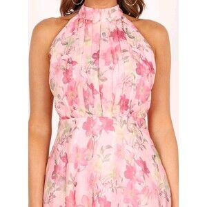 NWT Petal & Pup Gardenia Halter Mini Dress Pink Floral – Size US 2 Spring Party